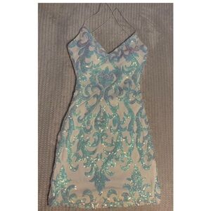 Elegant Blue Sequin Dress